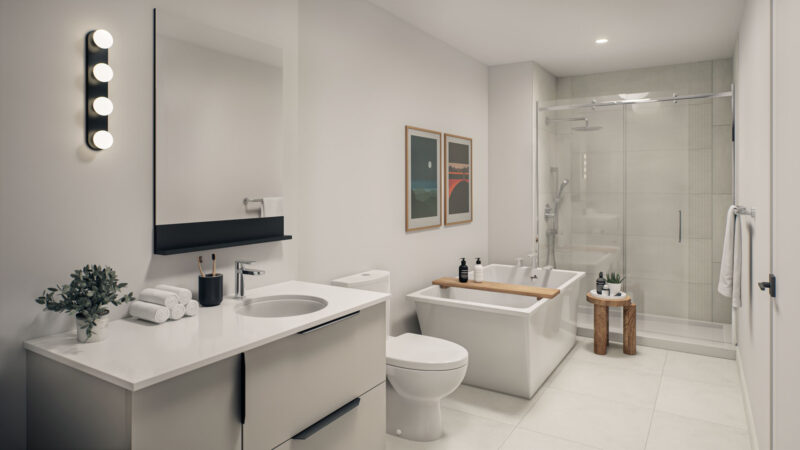 Loges 555_Salle de bain Salle de bain avec bain et douche vitrée, Loges 555 – LOGES Saint-Nicolas, Lévis